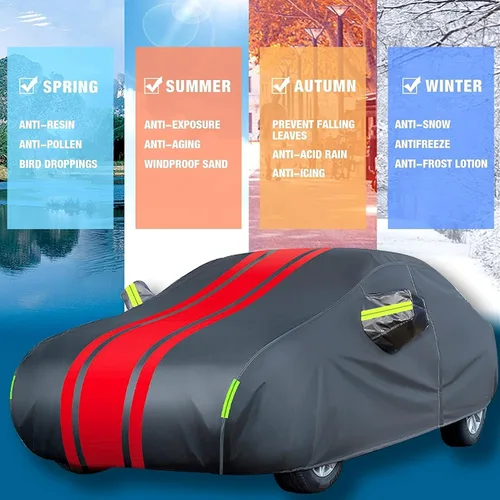 Miniatura 8 de Funda completa de automóvil compatible con Audi Q2/Q3/Q4/Q5/Q6/Q7/Q8, para exteriores, impermeable, transpirable, grande, con cremallera, cubierta
