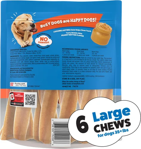 Miniatura 10 de Purina Busy Bone - Golosinas masticables para perros adultos, mantequilla de maní, bolsa de 6