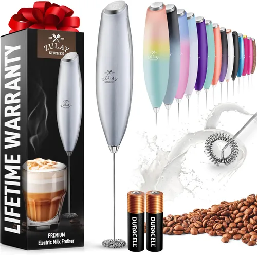 Miniatura 38 de Zulay Kitchen - Espumador de leche portátil con batería AA Duracell, batidora eléctrica portátil y duradera, minibatidora fácil de limpiar, Fire Red