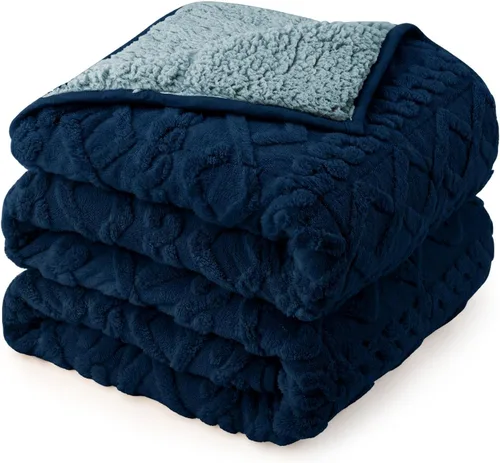Miniatura 28 de Manta con peso de 15 libras, tamaño twin, manta con peso de sherpa a cuadros 3D de jacquard suave y elegante para adultos, manta de cama acogedora
