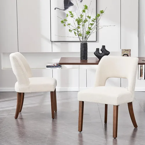 Miniatura 40 de VKNOW Juego de 2 sillas de comedor de madera, silla de comedor tapizada en tela moderna, silla de cocina, silla de cena de granja para cocina y Verde