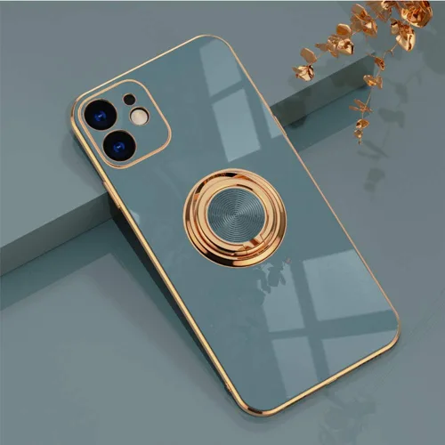 Miniatura 104 de Compatible con iPhone 11 Kickstand, anillo de rotación de 360 grados integrado con borde de oro rosa brillante que funciona con soporte magnético