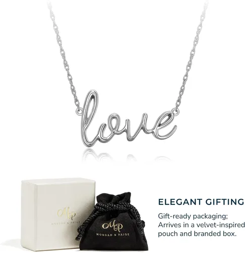 Miniatura 6 de Morgan & Paige Delicado collar para mujer, colgante de plata de ley con letras cursivas, adolescentes y niñas, joyería diaria, 16 pulgadas