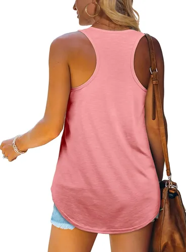 Miniatura 2 de XIEERDUO Camiseta sin mangas con espalda cruzada para mujer ajuste holgado cuello en U