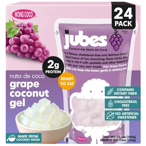 Miniatura 14 de Jubes Grape Nata De Coco Jelly Cubes (12.7 onzas, paquete de 3) – Cubos de jalea de coco de uva para sagú – Gel de coco en ingredientes de jarabe
