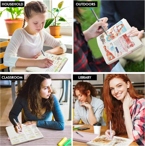 Miniatura 6 de feela Kit de Diario con Puntos, Cuaderno Planificador de Tapa Dura con Cuadrícula de Puntos para Principiantes Mujeres y Niñas, Toma de Notas