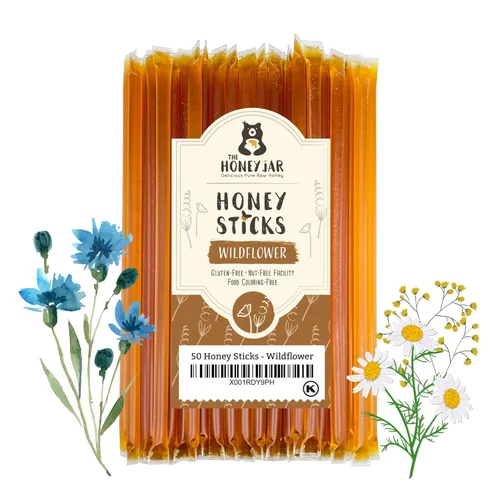 Miniatura 44 de The Honey Jar Palitos de miel lisos, pajitas de miel pura para el té, café o un placer saludable, una cucharadita de miel saborizada por barra