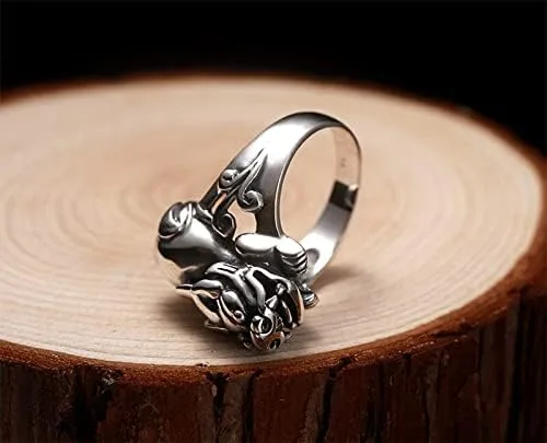 Miniatura 2 de Anillo de plata de ley 925 con símbolo de la suerte, dragón chino Pixiu