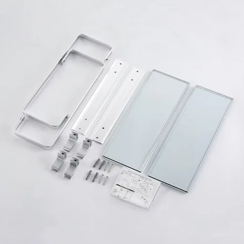 Miniatura 9 de KES Estante de vidrio para baño de 2 niveles, almacenamiento de vidrio templado montado en la pared y aluminio plateado, A4126B