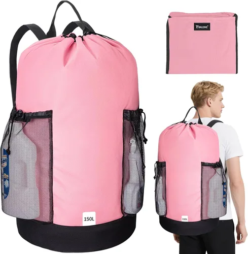 Miniatura 24 de BALEINE Mochila Bolsa de Lavandería de 120L, Tela Oxford 900D Bolsas Grandes de Lavandería de Viaje con Correas para el Hombro y 2 Bolsillos de Negro