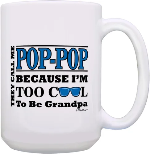 Miniatura 12 de ThisWear Regalo del Día del Padre para Pop-Pop Too Cool to Be a Grandpa Gafas de sol Regalo 11oz Taza de café de cerámica con asa 11oz - Pop-Pop