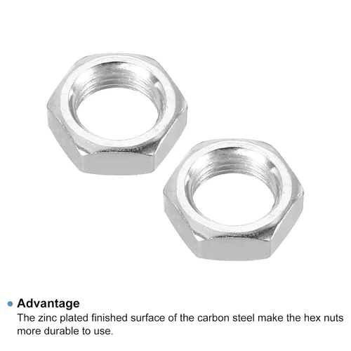 Miniatura 4 de PATIKIL Tuercas hexagonales de acero M10 x 1.0, paquete de 30 tuercas metálicas chapadas en zinc, tornillos de tuerca de 0.197 in de altura