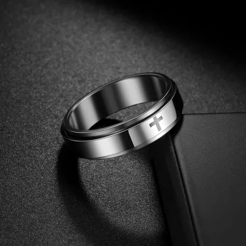 Miniatura 24 de Anillos giratorios para la ansiedad para hombre, anillos clásicos de cadena para mujeres y adultos, anillo de acero de titanio