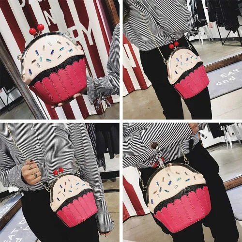 Miniatura 2 de QZUnique Bolso cruzado de la forma de la comida Bolso del cuerpo de la PU del bolso de la historieta del helado del bolso del bolso del bolso