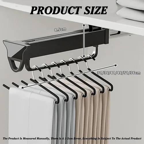 Miniatura 2 de Slide Out Pants Rack Closet Hanger Bar Pull Trousers Tie Belts Scarf Racks Top Mounted Wardrobe Clothes for Closet Retractable,Multi-Functional