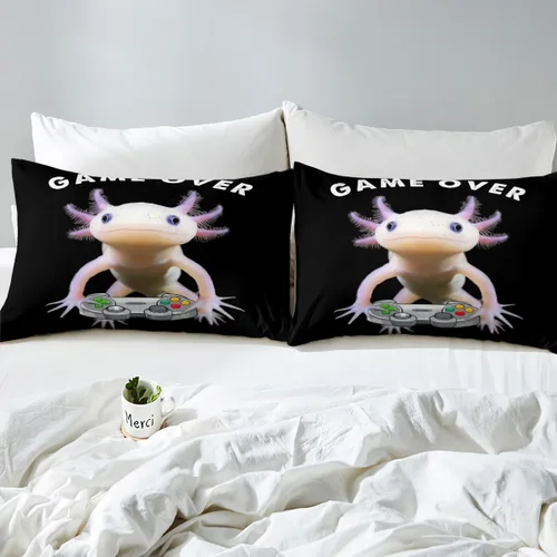 Miniatura 6 de Funda de edredón Axolotl tamaño individual, lindo juego de ropa de cama de Axolotl para niños, adolescentes y niños en la sala de juegos, funda