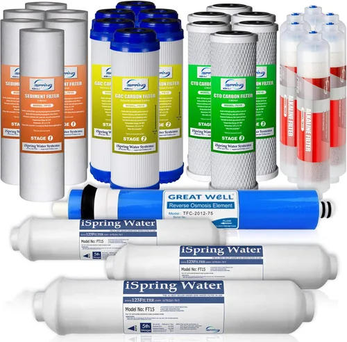 Miniatura 5 de iSpring RCC7AK Sistema de filtro de agua potable de ósmosis inversa para debajo del fregadero, color blanco y F28K75 Juego de suministro de repuesto