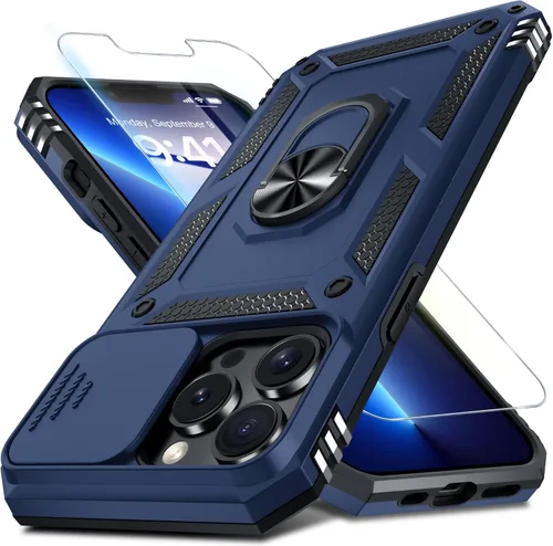 Miniatura 126 de Janmitta - Funda para iPhone 14 Pro con cubierta deslizante para lente de cámara incorporada + protector de pantalla, funda de cuerpo completo
