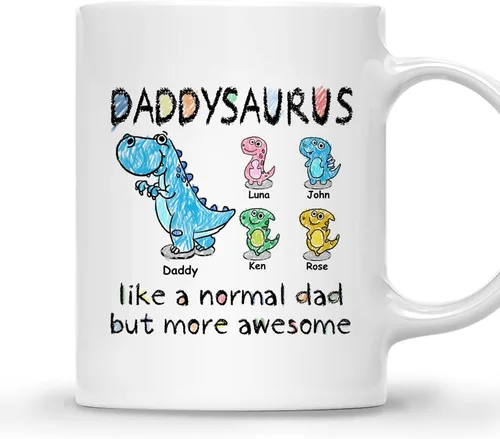 Miniatura 15 de GOSSBY Taza personalizada (1 dinosaurio bebé) ... Like a normal dad but more awesome - Taza personalizada para padres, dinosaurio para papá y bebé