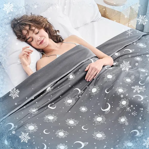 Miniatura 16 de inhand Manta refrescante (50 x 60 pulgadas), mantas refrescantes de doble cara para personas que duermen con calor, manta de verano fresca, suave