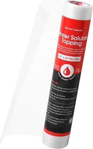 Poolin Estabilizador de bordado soluble en agua para lavar – Richword Selected Topping Film, 35µm ligero, rollo de 12 pulgadas x 25 yardas,