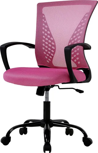 Miniatura 9 de HHS Silla de oficina ergonómica de malla, silla de computadora con soporte lumbar, reposabrazos de respaldo medio, giratoria, ajustable, para Negro