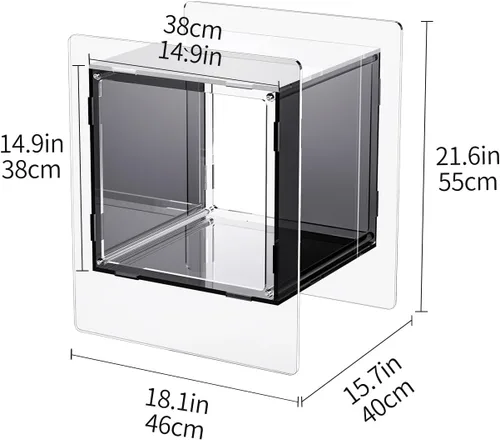 Miniatura 3 de Mesita de noche acrílica colorida con estante de almacenamiento abierto, mesa auxiliar transparente para sala de estar (1, negro)