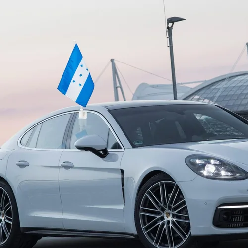 Miniatura 7 de Paquete de 2 banderas de automóvil, bandera de Honduras para exteriores con bandera hondureña y mástil, el clip para ventana con logotipo