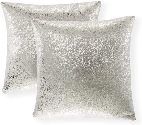 Miniatura 55 de Xinrjojo Juego de 2 almohadas brillantes en negro y dorado, almohadas suaves y brillantes decorativas, juego de fundas de almohada cuadradas negras