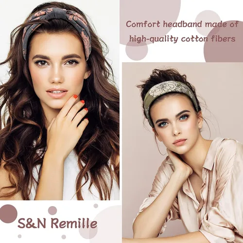 Miniatura 20 de K-Elewon Paquete de 3 diademas elásticas anchas para mujer, bandas para el cabello para yoga, deportes