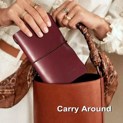 Miniatura 4 de ZUOYOUZ Cartera de cuero para mujer con cremallera de gran capacidad Rojo vino Vintage