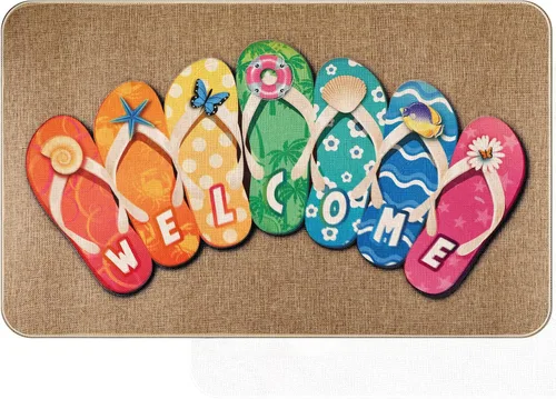 Tallew Chanclas de verano para puerta, antideslizantes, de goma, para verano, bienvenida, náuticas, para playa, para interiores y exteriores, tapete