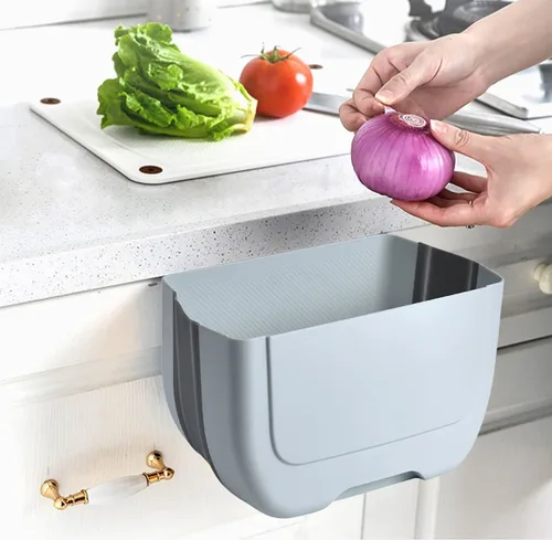 Minipapelera plegable para colgar en la puerta del gabinete de cocina, pequeño cubo de basura plegable debajo del fregadero, bote de basura montado