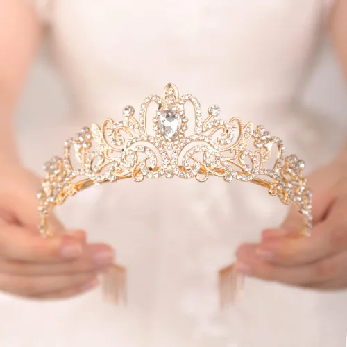 Miniatura 2 de JWICOS Corona de tiara de cristal para mujeres y niñas, elegante corona de princesa con peines, tiaras para mujeres, nupciales, bodas, bailes