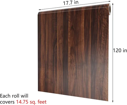 Miniatura 7 de Decotalk Papel de Contacto de Madera de Nogal Papel de Contacto con Veta de Madera 17.7"x120" Despegar y Pegar Papel Tapiz de Madera para Gabinetes