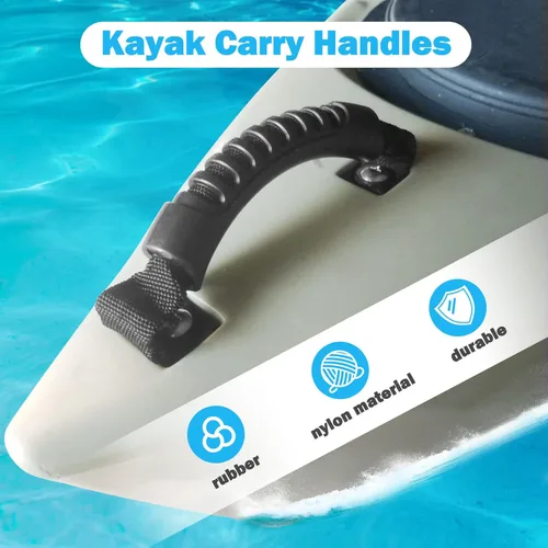 Miniatura 3 de Paquete de 4 asas de transporte de kayak para percepción del océano, agua, deportes al aire libre, canoa, barco, kayak con tornillos Negro