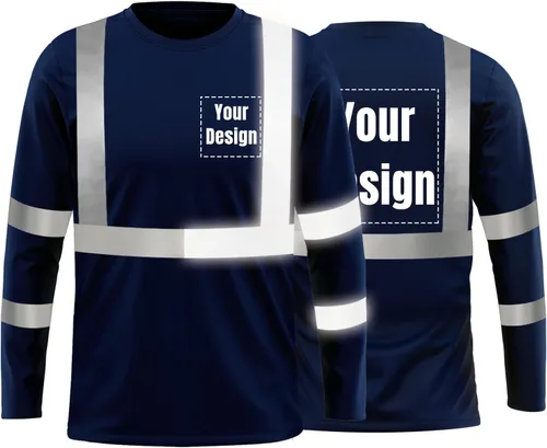 Miniatura 31 de La alta visibilidad reflexiva de las camisetas de la seguridad del logotipo de encargo Hola Vis de Verde neón