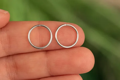 Miniatura 120 de Aretes de aro de oro de plata – Aretes de aro para mujer, dos piezas de aros de plata fina rellenos de oro, aro de hélice, anillo de tragus, aro