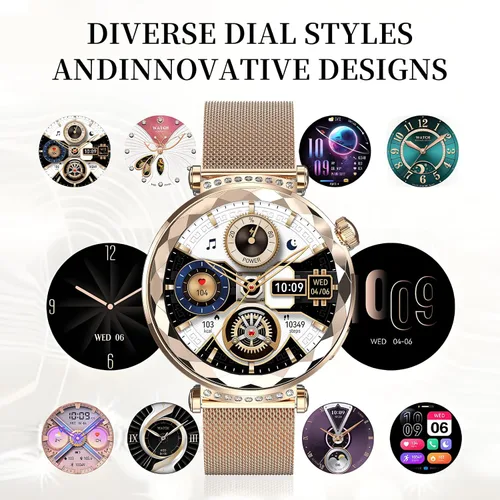 Miniatura 5 de Reloj inteligente para mujer, rastreador de actividad física para Android/iOS, pantalla AMOLED de 1.19 pulgadas con ciclo femenino, frecuencia