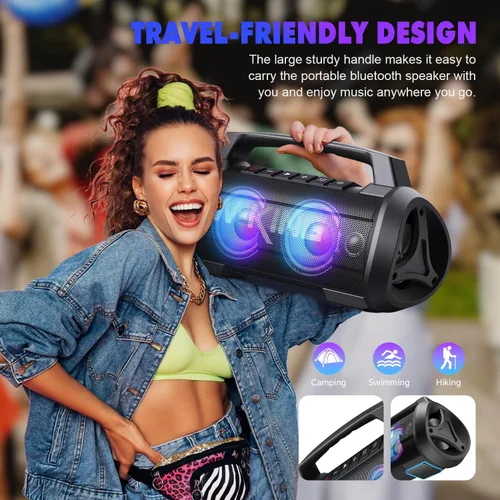 Miniatura 14 de W-KING Altavoces Portátiles Bluetooth Inalámbricos, Altavoz Bluetooth Más Potente de 120W Máx, Altavoz Exterior Impermeable IPX6 con Graves