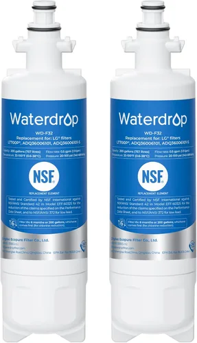 Waterdrop 469690 ADQ36006101 Filtro de agua para refrigerador, repuesto para LG® LT700P®, ADQ36006102, Kenmore® 9690, LFXS30766S, LFXS24623S, FML-3,