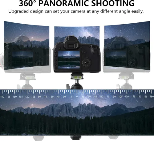 Miniatura 6 de Trípode mini cabeza de bola panorámica giratoria de 360 grados con placa de zapata rápida de tornillo de 1/4 pulgadas, para trípode monopié