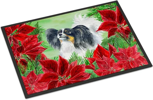 Miniatura 176 de Caroline's Treasures CK1311MAT Cavalier Spaniel Poinsettas - Felpudo de 18 x 27 pulgadas, tapete para puerta delantera, interior y exterior