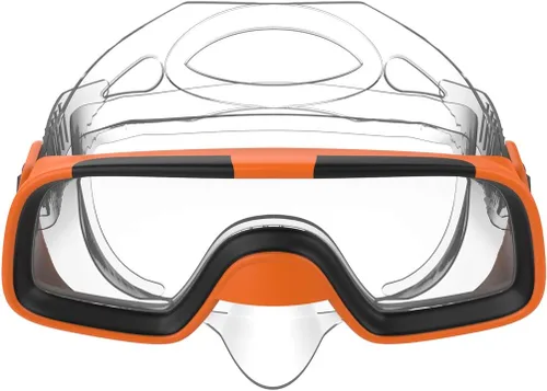 Miniatura 2 de Niños Niños Natación Buceo Snorkel Respiración Tubo Aletas Buceo Juego de lentes, Naranja