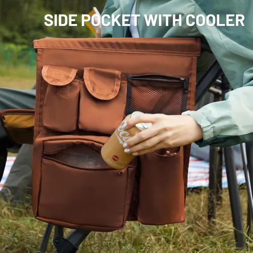 Miniatura 5 de TIMBER RIDGE Silla de campamento plegable de gran tamaño, respaldo alto, resistente para adultos, soporta hasta 500 libras con soporte para tazas