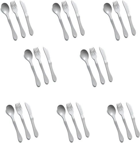 Miniatura 2 de KNORK Eco - Juego de cubiertos reutilizables de bambú de 24 piezas (tenedor, cuchillo, cuchara), color gris