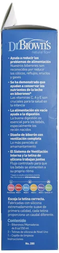 Miniatura 5 de Dr. Brown's Biberones anticólicos Natural Flow - 8oz - Paquete de 3