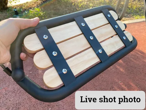 Miniatura 3 de SELEWARE Asiento de Columpio de Madera Colgante para Árbol para Niños, 100% Poliéster Cuerda Resistente a la Intemperie Estructura de Tubería
