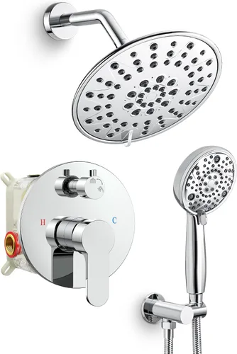 Miniatura 11 de SR SUN RISE Grifo de ducha – Sistema de cabezal de ducha multifuncional de alta presión de 8 pulgadas con accesorios de cabezal de ducha de mano