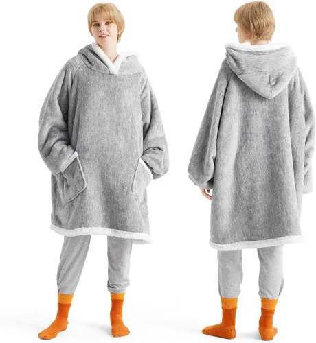 Miniatura 32 de Bedsure Manta con Capucha, Manta Portátil con Capucha como Regalos para Mamá, Regalos de Cumpleaños para Mujeres, Niños y Adolescentes, Sudadera